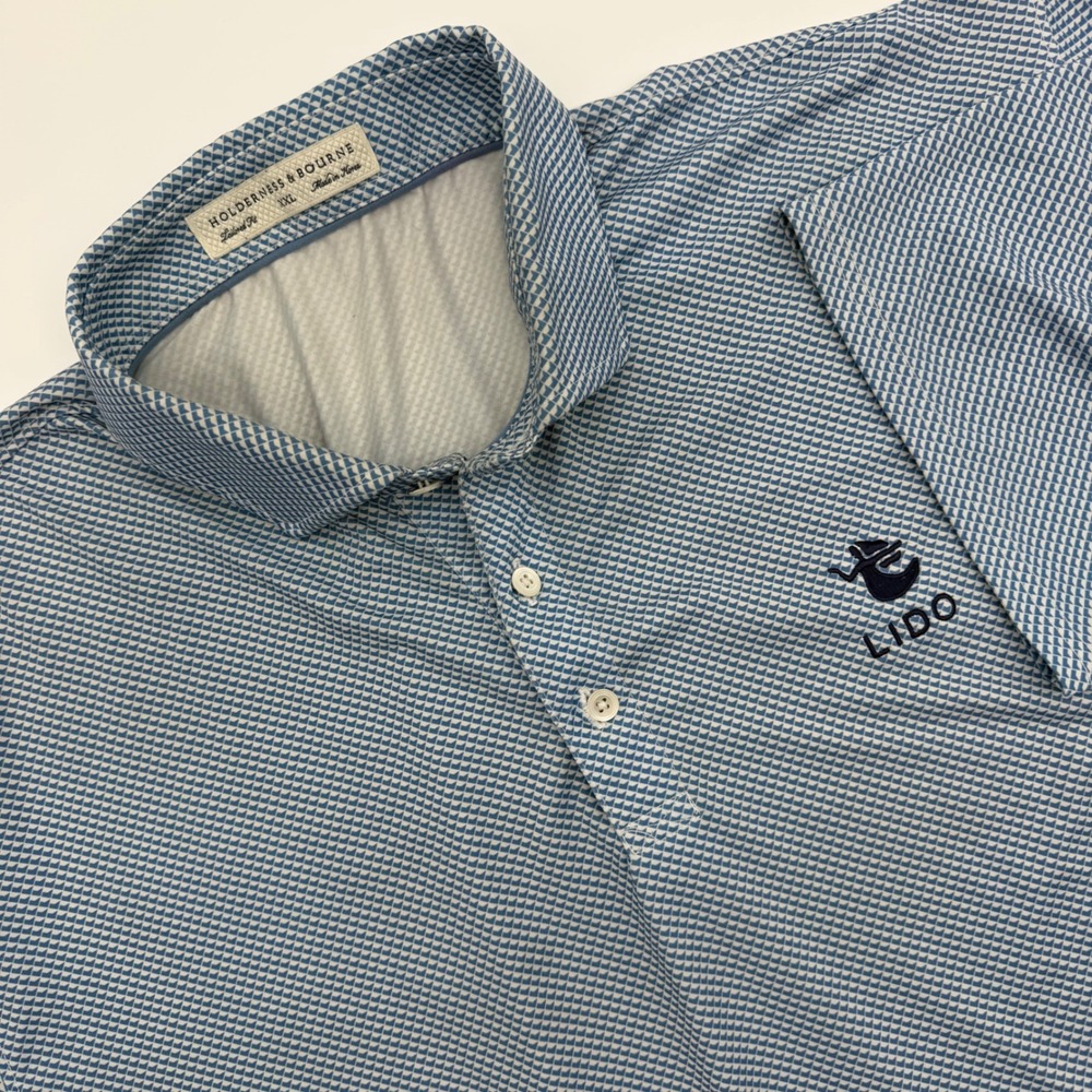 Holderness & Bourne The Byrd Polo Shirt XXL Blue Lido Golf Club Tailored Fit